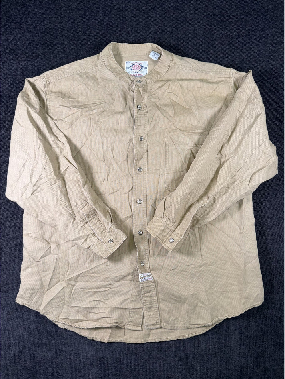 Bugle Boy Gold Crest Tan Button-Up Shirt XL